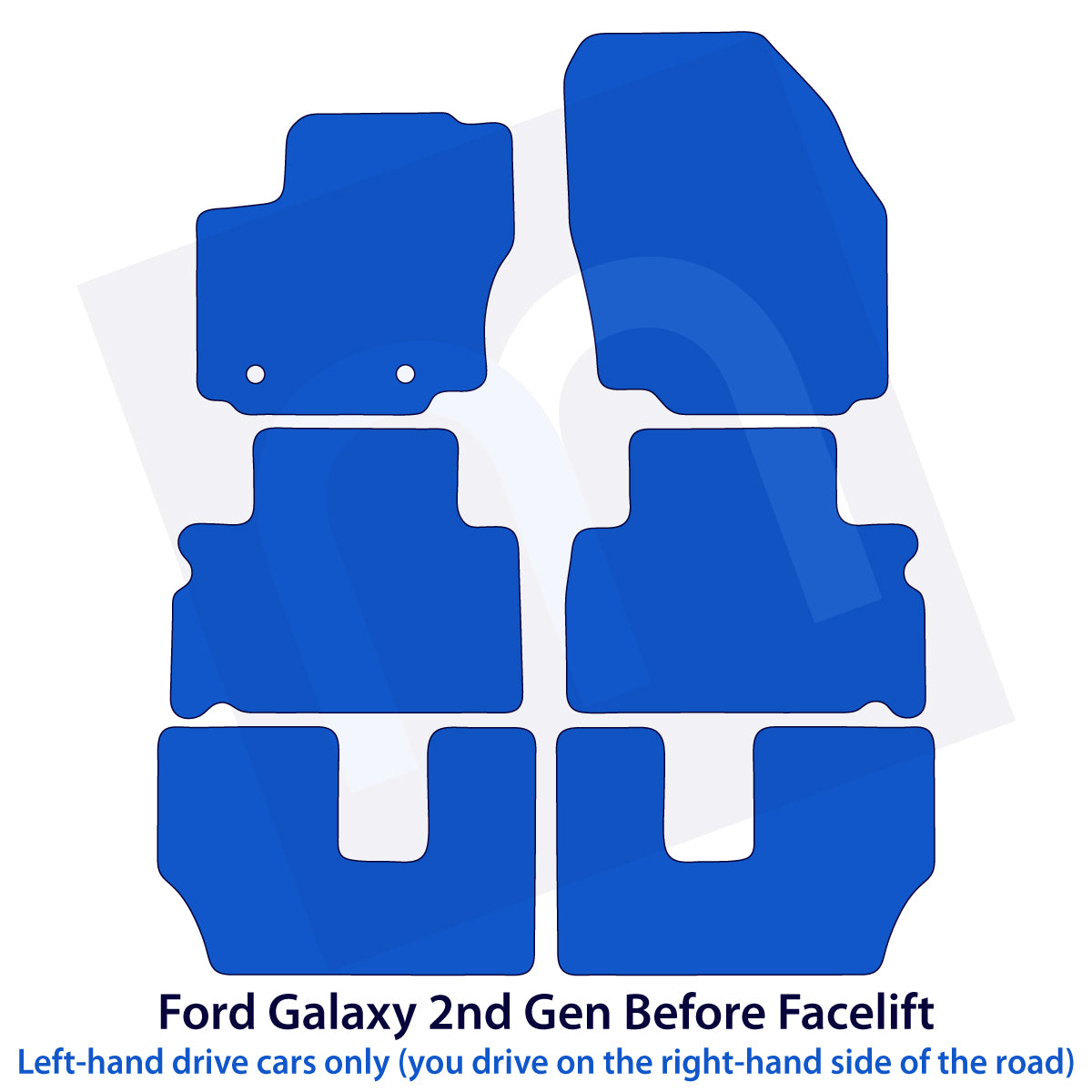 Ford Galaxy Velours Fußmatten – 2. Generation – 7-Sitzer – 2006–2012 – Schwarz