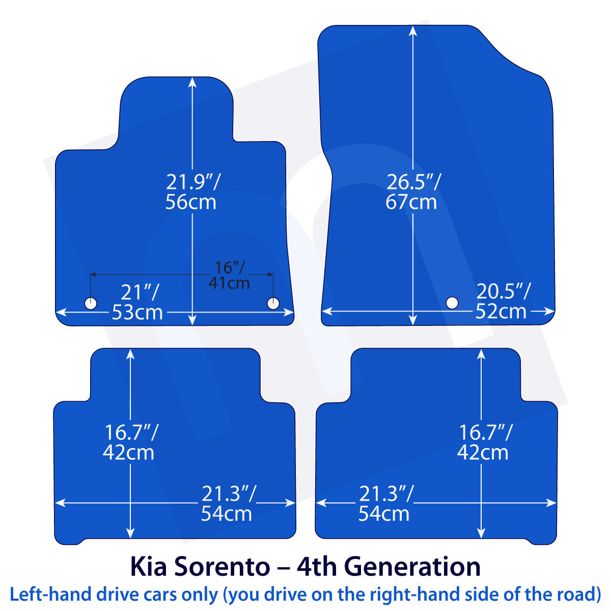 Kia Sorento 2021-2026 Velour Floor Mats – 4th Generation – Black Exclusive