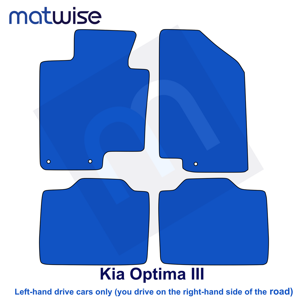 Kia Optima III 2012–2015 – technical floor mat layout for left-hand-drive vehicles | MATWISE