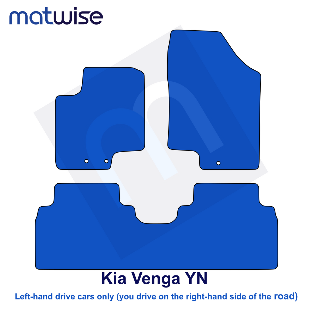 Kia Venga YN 2010–2019 – technical floor mat layout for left-hand-drive vehicles | MATWISE